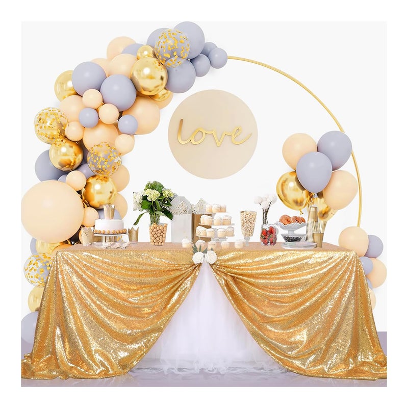 B.Cool B-COOL Gold Sequin Tablecloth Party Glitter Tablecloth Sparkly Table Cloth 60x102 Inches Rectangle Classy Elegant Tablecloth for Christmas Halloween Theme Parties Table Decorations - Image 1